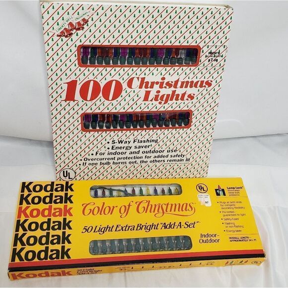 VINTAGE 80s/90s two sets energy saver multi color holiday string lite - Picture 10 of 10